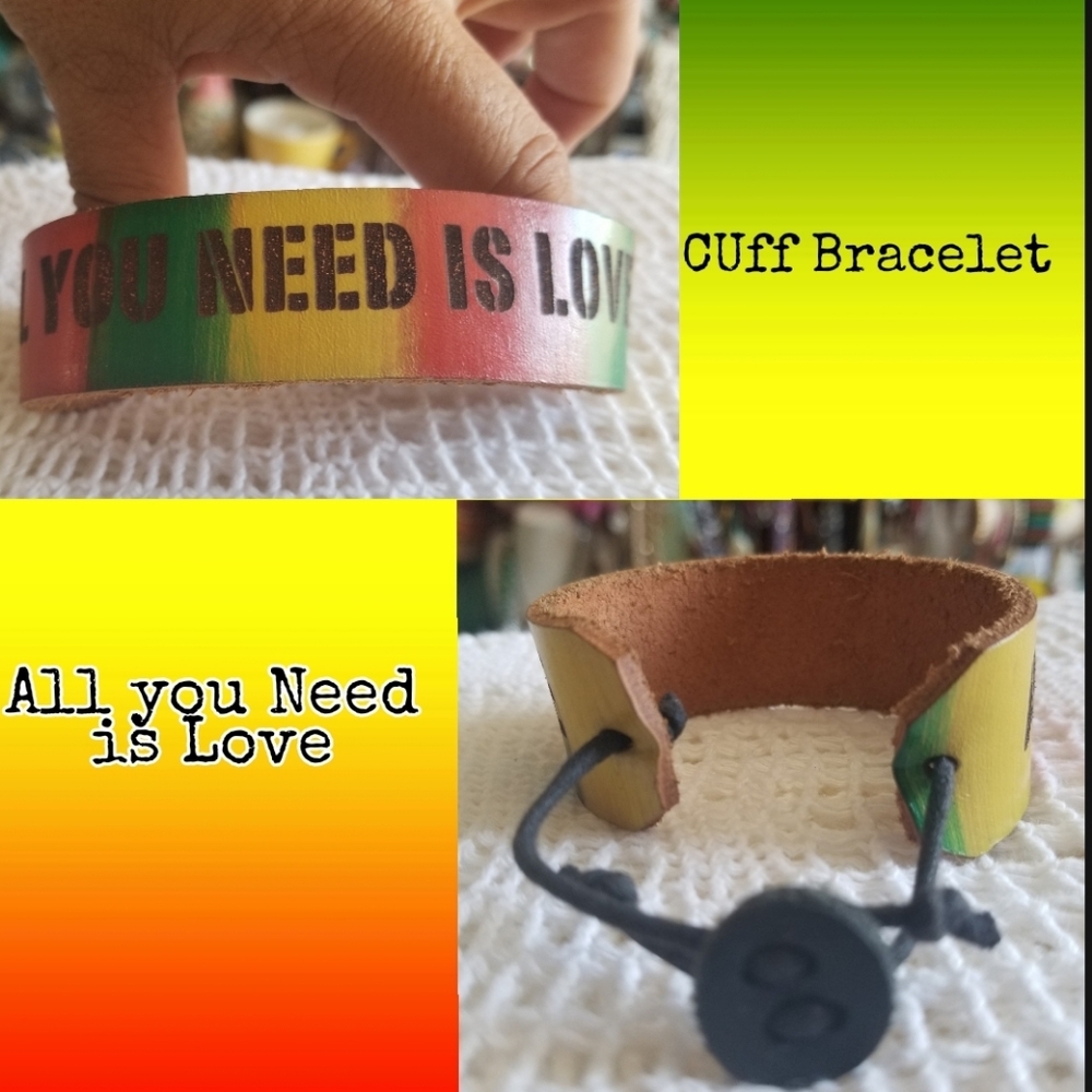 ALL YOU NEED IS LOVE/ Leather Cuff Bracelet